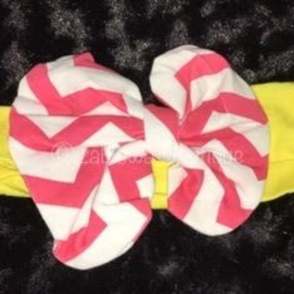 Pink Lemonade Cotton Big Bow Headband  (2)  HB127  Handmade NWT Boutique